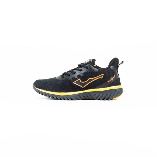FirstWalk ART164 Running Shoes in Black Orange, Blue, and Yellow – Breathable, Cushioned & High-Performance.