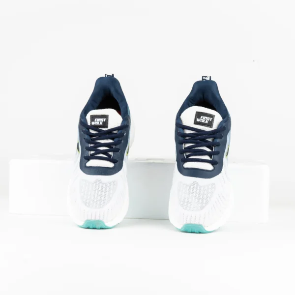 FirstWalk ART168 Men’s Running Shoes in White Sky Blue – Lightweight, Cushioned & High-Performance.