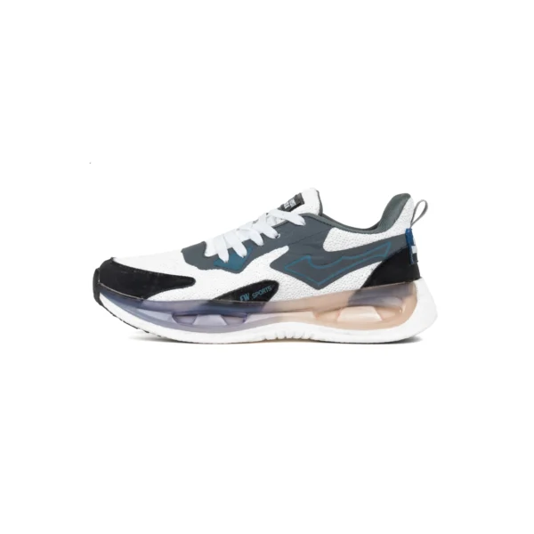 Side-angled view of FirstWalk ART170 in White Grey with air-cushioned sole and premium layered design.