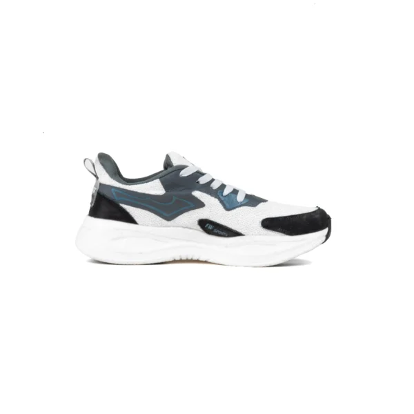 Side-angled view of FirstWalk ART170 in White Grey with air-cushioned sole and premium layered design.
