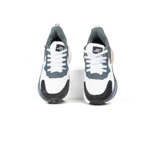 Side-angled view of FirstWalk ART170 in White Grey with air-cushioned sole and premium layered design.