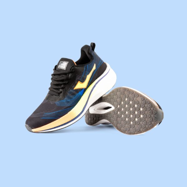 FirstWalk ART236 Men’s Running Shoes in Black, Blue, and Parrot – Premium Lace-Up Trainers